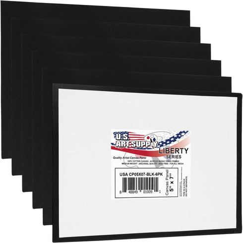 US Art Supply 5 X 7 inch Black Professional Artist Quality Acid Free Canvas Panels 6-Pack (1 Full Case of 6 Single Canvas Panels)...