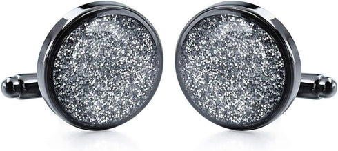 Diamond Dust Black Cufflinks for Mens Tuxedo Shirts - Business Gift Wedding Party Accessories…...