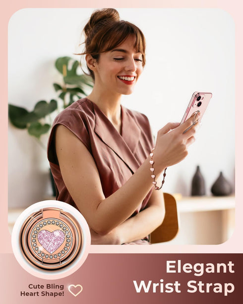 XYZ for iPhone 13 Mini Case with Stand, Phone Case with Double Ring Kickstand, Women Girls Bling Luxury Protective Case Heart for iPhone 13 Mini, ...