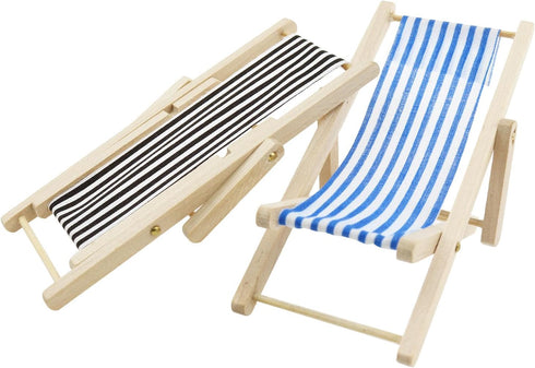 Miniature Beach Chair Props Miniature Dollhouse Folding Chairs Doll House Mini Folding Chairs Mini Lounge Chair Models for Dollhouse Home Desk Gar...