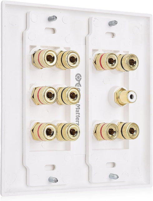 Cable Matters Double Gang 5.1 Speaker Wall Plate (Home Theater Wall Plate, Banana Plug Wall Plate) in White...