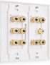 Cable Matters Double Gang 5.1 Speaker Wall Plate (Home Theater Wall Plate, Banana Plug Wall Plate) in White...