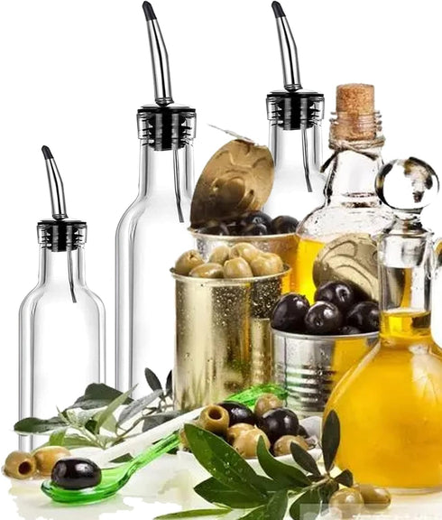 DLD16oz Glass Olive Oil Bottle Dispenser - Oil and Vinegar Cruet with Pourers and Funnel - Olive Oil Carafe Decanter for Kitchen- 473ml...