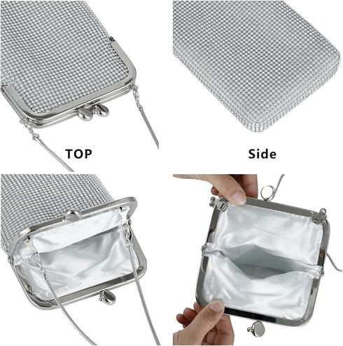 Evening Handbags Clutch Purses for Women Metal mesh Small Crossbody Bag Cell Phone Purse Wallet...