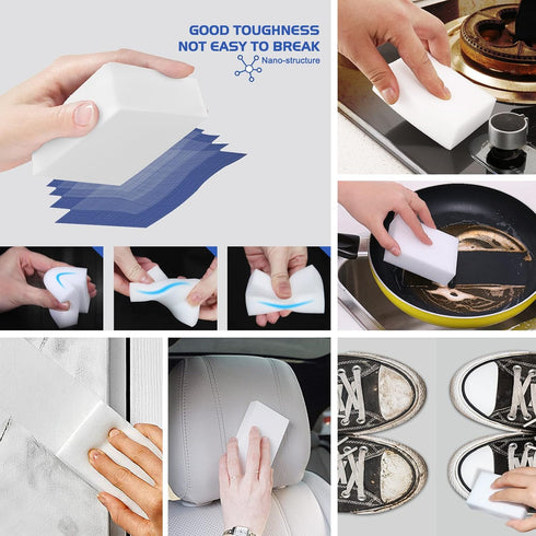 10Pack Melamine Sponges for Multi-Purpose Cleaning - Tough, Durable Magic Sponge Erasers for Use on Sinks, Kitchen, Bathrooms, Walls, Floors, Bath...