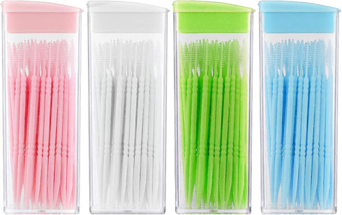 200Pcs Double Head 50pcs/Box Plastic Toothpick Double-Head Dental Toothpicks, Dental Floss Interdental Toothpick Brush Teeth Stick...