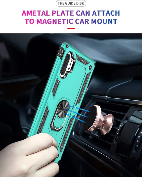 Samsung Galaxy Note 10 Plus Case with HD Screen Protectors, Military-Grade Metal Ring Holder Stand, Drop Tested Shockproof Cover for Note10+/5G Gr...