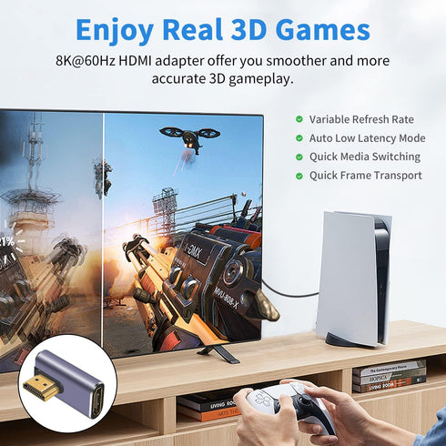 Poyiccot HDMI 90 Degree Adapter 8k, Right Angle HDMI 2.1 Adapter, 48Gbps HDMI Male to Female Adapter Extender Connector Supports 8K@60Hz, 4K@120Hz...