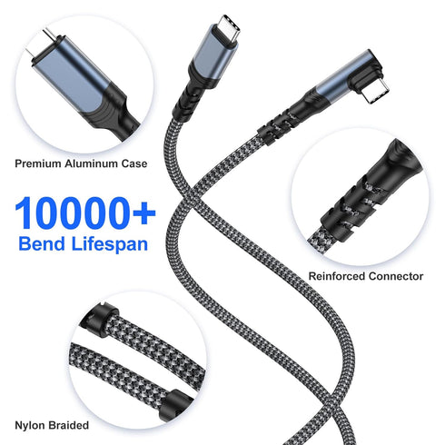 Pofesun 60W USB C to USB C Cable (1ft 3Pack), C to C Type Fast Charging Cable Braided USB C Charger Cable, USBC to USBC Cable Right Angle for Sams...
