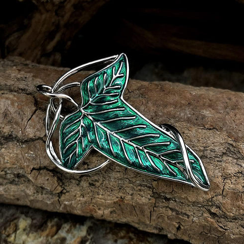 Bahamut Elegant Elven Green Tree Leaf Enamel Pins Brooch for Women Men Suit Pendant Necklace,Cloak Clasp Brooches Cosplay Jewelry...