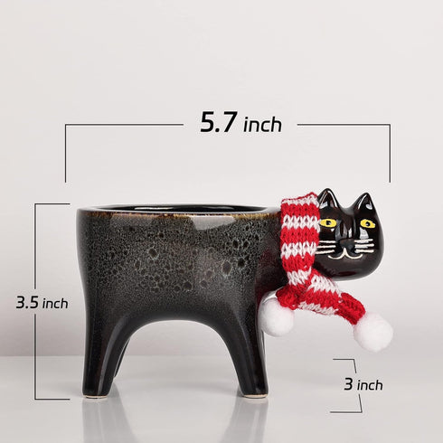 Cat Planter, Succulents Cat Flower Pot - Cute Flower Pots for Indoor Plants, Small Animal Planters for Office Desk, Kitchen Windowsill, Animal Pla...
