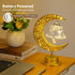 Decorative Table Lamp, Battery Powered Ramadan Desk Lamp Decorations Crescent Table Light Lunar Star Moon Lantern for Bedside Nightstand Desktop K...