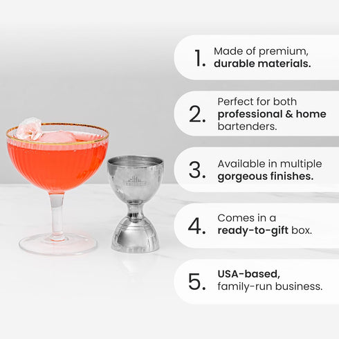 A Bar Above Premium Bell Jigger, 304 Stainless Steel Double Cocktail Jigger with 10 Internal Measurements, Heavy Duty Professional Bar Tool for Ba...