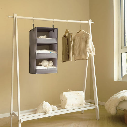 GRANNY SAYS 3-Shelf Hanging Closet Organizer and Storage, Collapsible Hanging Closet Shelves, Hanging Organizer for Closet & RV, Gray, 29 ½" H X 1...