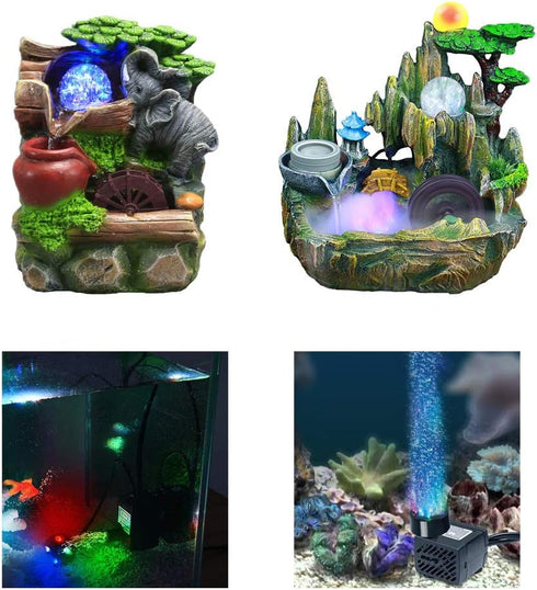 Submersible Water Pump with LED Light for Indoor Tabletop Fountains Aquarium Fish Tank (180L/H 3W)...