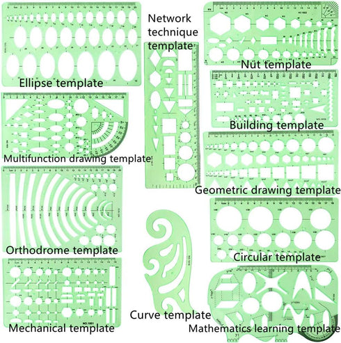 12Pcs Geometric Stencils,Drawing Tools Drafting Templates,Circle Shape Stencils Drawing Stencils Drafting Tools for Art,Design...