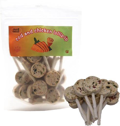 Cod and Chicken Lollipop Dog Food,Pet Treats Chicken and Green Vegetable Pet Food,Organic Pet Snacks Dog Chews Deodorizing Clean Teeth,Dog Trainin...