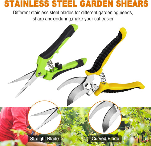 2 Packs Pruning Shears, Garden Shears, Garden Scissors, Garden Pruners Stainless Steel Pruning Shears for Gardening, Garden Clippers, Gardening To...