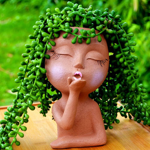 Face Planter, Head Planter, Women Faces Flower Pots, Plant Pots, Small Kissing Succulent Pots for Indoor Outdoor Plants, Cute Vase Home Decor, Bro...
