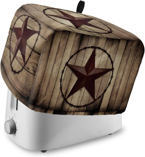 Western Texas Star Toaster Cover 4 Slice, Large Kitchen Appliance Covers, Farmhouse Barn Brown Wooden Toaster Oven Cover with Loop, Bread Machine ...