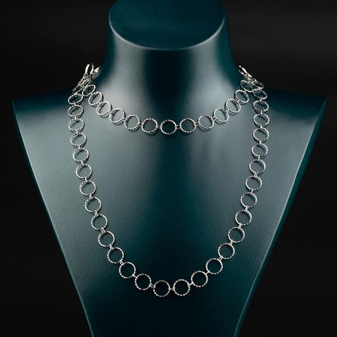 16.4 Feet Silver Plated Brass Chain for Jewelry Making Handmade Embossed 8mm Circle Link Chain Necklace DIY Supplies with 20pcs Open Jump Rings 50...