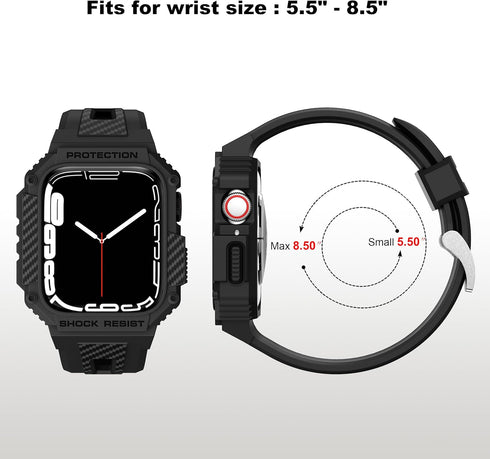 GELISHI Bands Compatible with Apple Watch 9/8/7 45mm, Rugged Men Sport Band with Protective Case for Apple Watch SE 44mm Series 6/5/4/3 42mm...