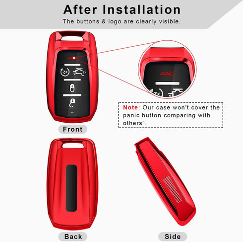 QBUC for RAM Key Fob Cover with Keychain Clip Soft TPU Key Case Compatible with 2019 2020 2021 2022 Dodge Ram 1500 2500 3500 4500 5500 Smart Remot...