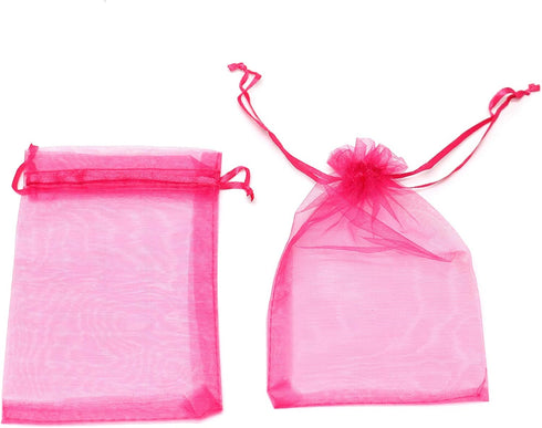 50Pcs Organza Bags 3x4 inch, Small Jewelry Bags Drawstring Mesh Gift Bag Wedding Party Favor Christmas Candy Pouches (Hot Pink)...