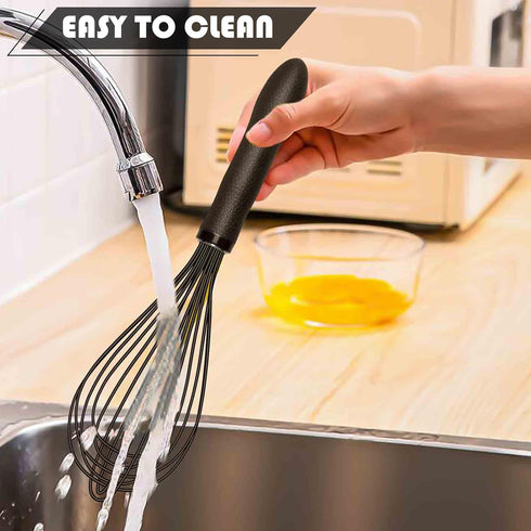 Silicone Whisk,Kitchen Silicone Whisks for Cooking Non Scratch,Wisking Tool Metal Wire Stainless Steel Whisk Egg Bread Silicone Wisk,Small Mini He...