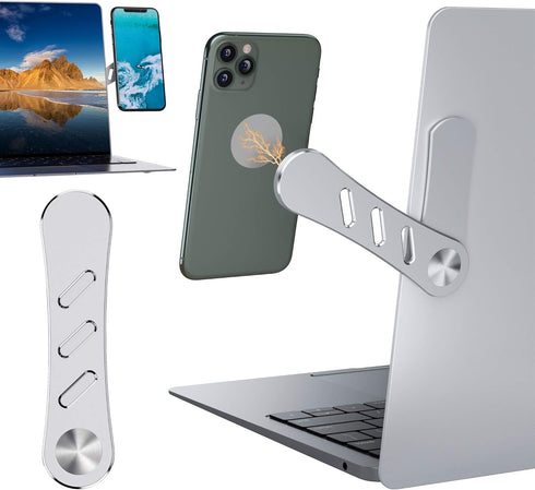 DK177 Magnetic Phone Holder, Laptop or Desktop Monitor Side Mount Phone Holder, Slim Portable Foldable Computer Expansion Bracket Compatible with ...