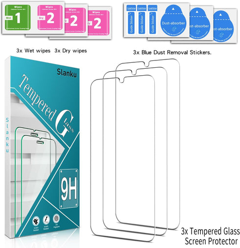 Slanku [3 Pack Screen Protector for Samsung Galaxy A15 5G / A15 Tempered Glass, Touch Sensitivity, Bubble Free, Anti Scratch......