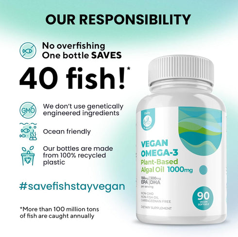 DR. MORITZ Vegan Omega 3 DHA & EPA Supplement - Algae Omega-3 Fatty Acids 1000mg - Fish Oil Alternative for Heart, Brain, Joint, and Immune System...