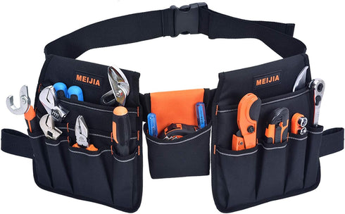 MEIJIA Heavy Duty Waterproof Construction Tool Belt, Work Apron,Tool Pouch,Technician's Tool Holder Work Organizer With Poly Web Bet Quick Release...