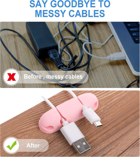 Cable Clips 3PCS Cord Wire Organizer Cable Management Holders 4 Hole Silicone Cable Harness USB Charging Accessory Cable Holder for Office and Hom...
