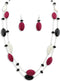Firstmeet 2 Layer Statement red and black Beads Long Necklace...
