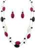 Firstmeet 2 Layer Statement red and black Beads Long Necklace...