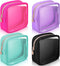Hushee 4 Pcs Clear Nylon Makeup Bag for Women Christmas Gifts Preppy Cosmetic Bag PVC Travel Toiletry Bag Zipper Pouch Waterproof Storage Organize...