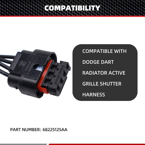 HiSport 68225125AA Connector Pigtail Compatible with Dodge Dart Radiator Active Grille Shutter Harness...