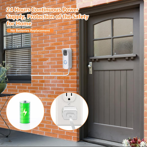 Power Cable with Adapter for Blink Video Doorbell (Replace Battery), Doorbell Transformer with 16.4ft/5m Weatherproof Cable, Charging Your Blink V...