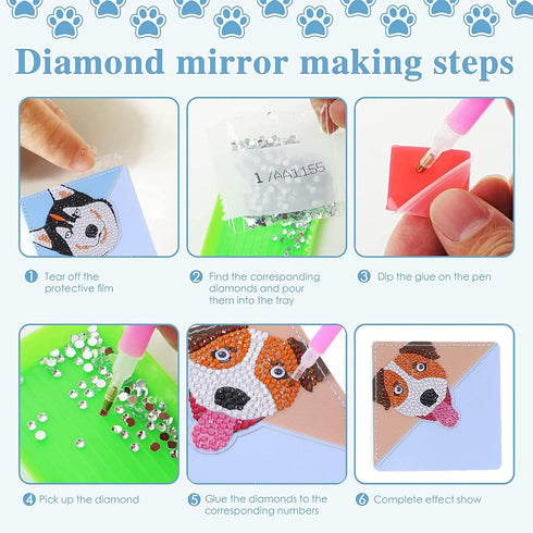 4 pcs Dog Diamond Painting Bookmarks Kits Handmade Corner Bookmark,5D DIY Diamond Art Bookmarks,Birthday Arts Csrafts Supplies Book Lovers Gifts (...