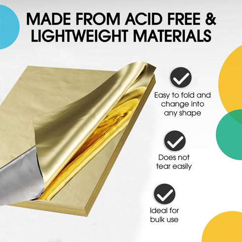Crown Display Metallic Gold Foil Sheets For Gift Wrapping 100 Sheets I 15 In X 20 In I Gold Foil Sheets For Crafts I Plastic Wrap For Presents I G...