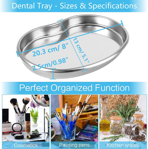 Dental Tray - Prgislew 4 Pack Kidney Trays Stainless Steel Tray Medium Emesis Basin Reusable Metal Kidney Dish for Dental Piercing Lab Instrument ...