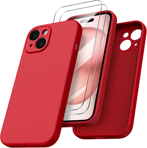 ORNARTO Compatible with iPhone 15 Case Shockproof with Screen Protectors, Waterproof Liquid Silicone Rubber Full Cover Protective Case for iPhone ...