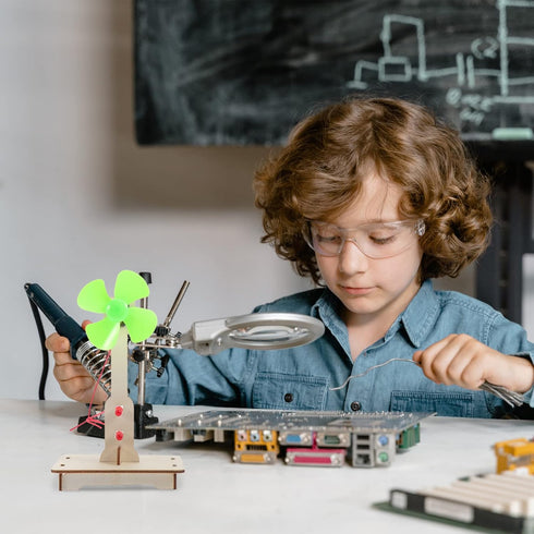 NUOBESTY Wooden Toys Car Tool Science Windmill Generator Kit Wind Generator DIY Green Alternative Energy Lab Mini Teaching Generator for Kids DIY ...