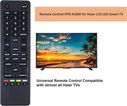 Remote Control HTR-A18M fit for Haier LCD LED TV LE58F3281 32D3000 LE32M600M20 LE32F32200 LE24M600M80 65d3550 LE39M600M80 40D3500M 48D3500 LE48M60...