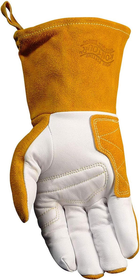 Caiman Premium Goat Grain TIG/Multi-Task Welding Gloves, Split Cowhide Back, 4-Inch Extended Cuff, White/Gold, X-Large (1540-6)...