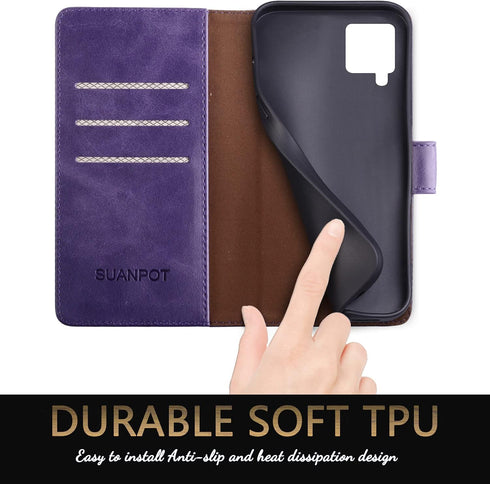 SUANPOT for Samsung Galaxy A42 5G with RFID Blocking Leather Wallet case Credit Card Holder, Flip Folio Book Phone case Shockproof Cover for Women...