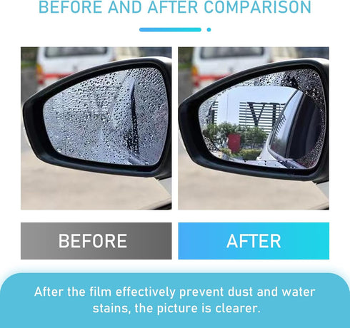 2 PCS Car Rearview Mirror Film, 3.93" x 5.9" Oval Side Window HD Anti-Fog Nano Rain-Proof Water-Repellent Film, Clear Vision Accessories, Compatib...