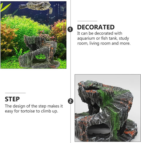 Housoutil 1pc Turtle Terrace Tortoise Tank Decoration Fish Tank Hiding Cave Aquarium Cave Model Aquarium Landscaping Tool Aquarium Supplies Fish T...