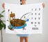 Fishing Baby Monthly Milestone Blanket, Gone Fishing Baby Boy Growth Chart Milestone Photo Blanket, Fishing Boat Newborn, Includes Marker (50"x40"...
